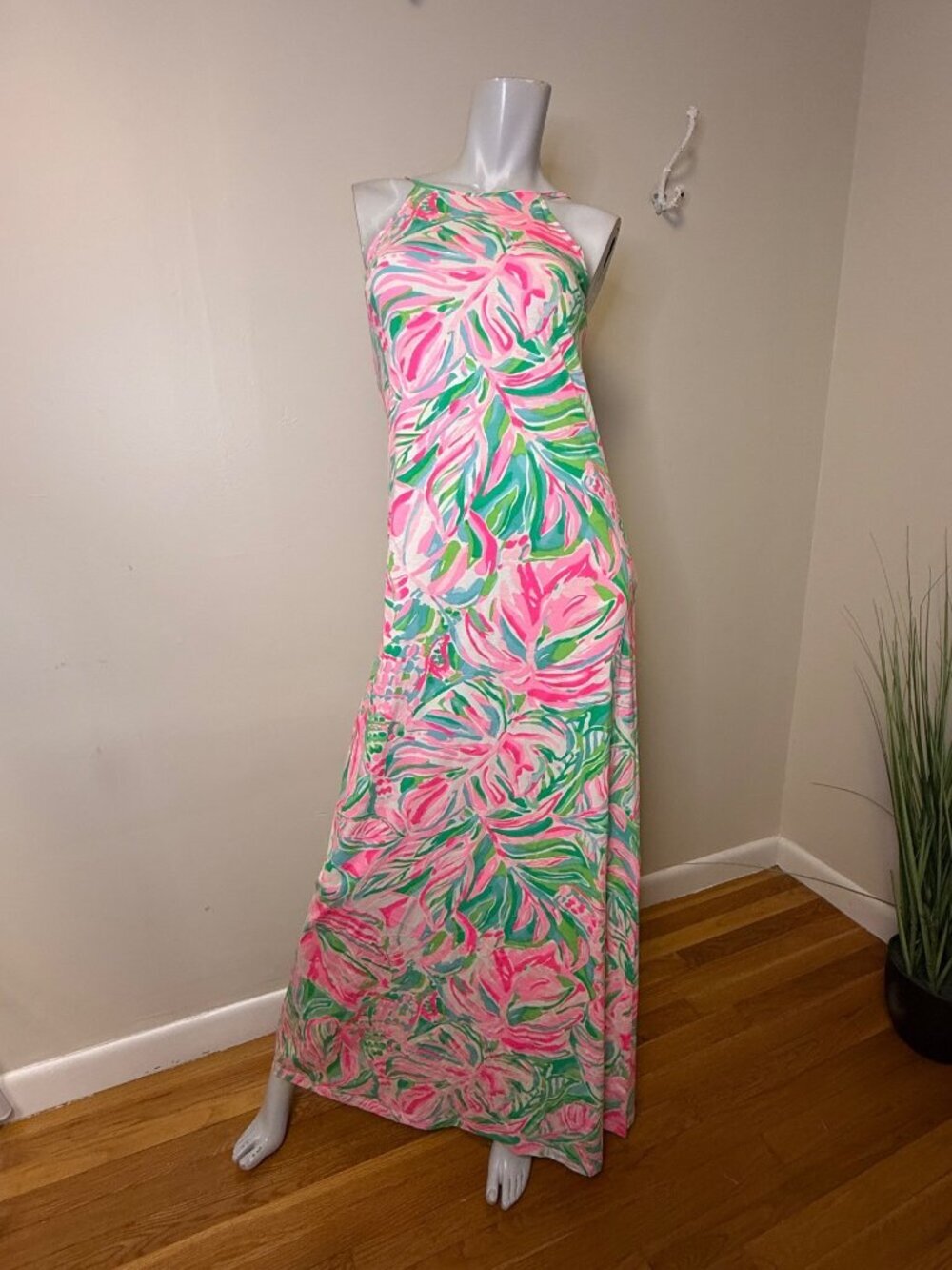 Lilly Pulitzer Margot Maxi Dress Croc My World Pink/Green XS Pima Cotton NWT